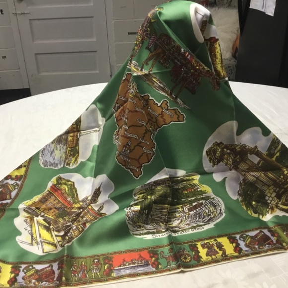 SCARF. OF GIBRALTAR. . ACETATE Large  VERY good Graphics  new old stock - Picture 2 of 10